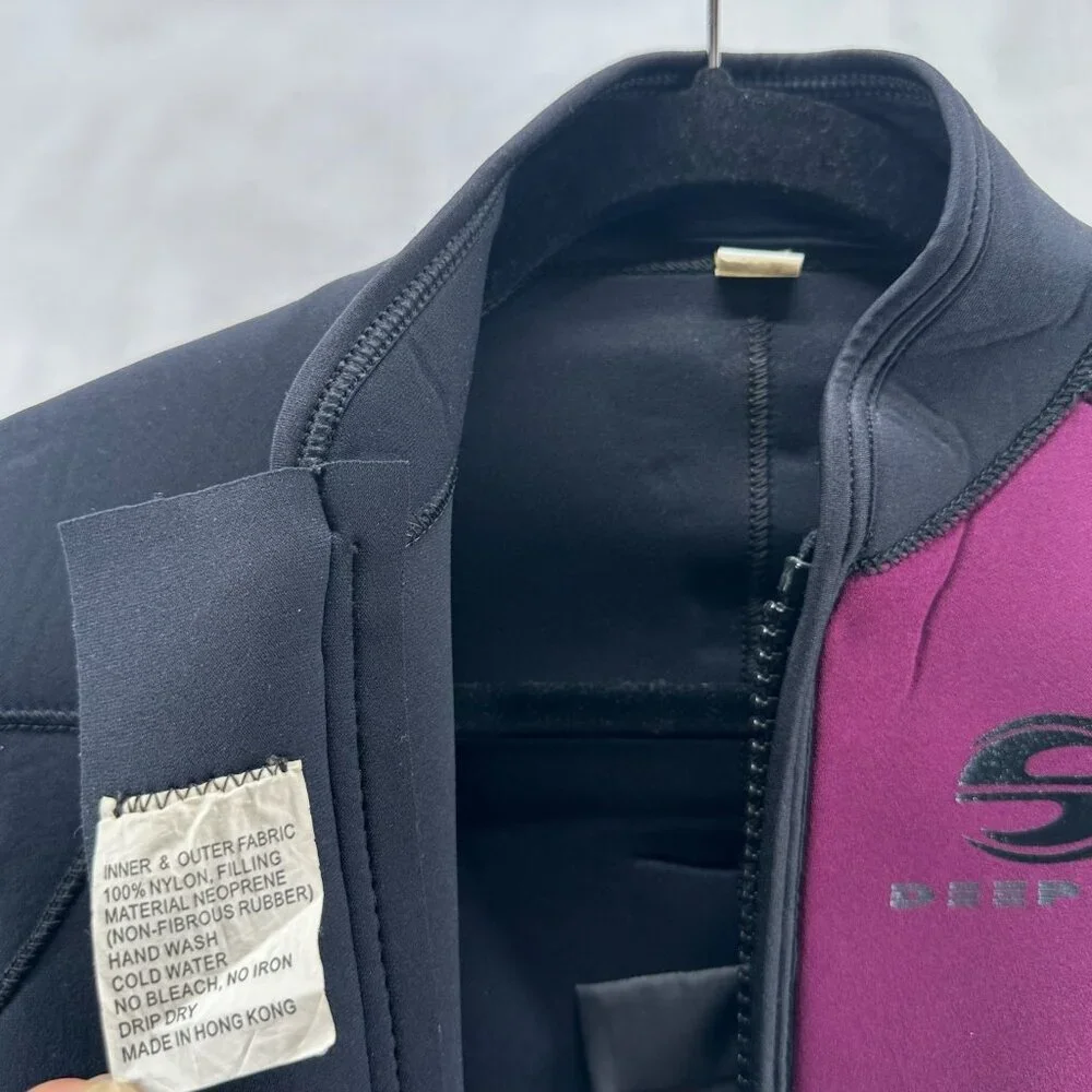 DEEP SEE Wetsuit Womens Size 5-6 Shortie Spring Suit Scuba Diving Black Purple - Picture 12 of 14